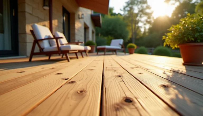 Terrasse bois terminée avec lames en bois exotique dans un jardin méditerranéen, guide de référence pour choisir sa terrasse bois