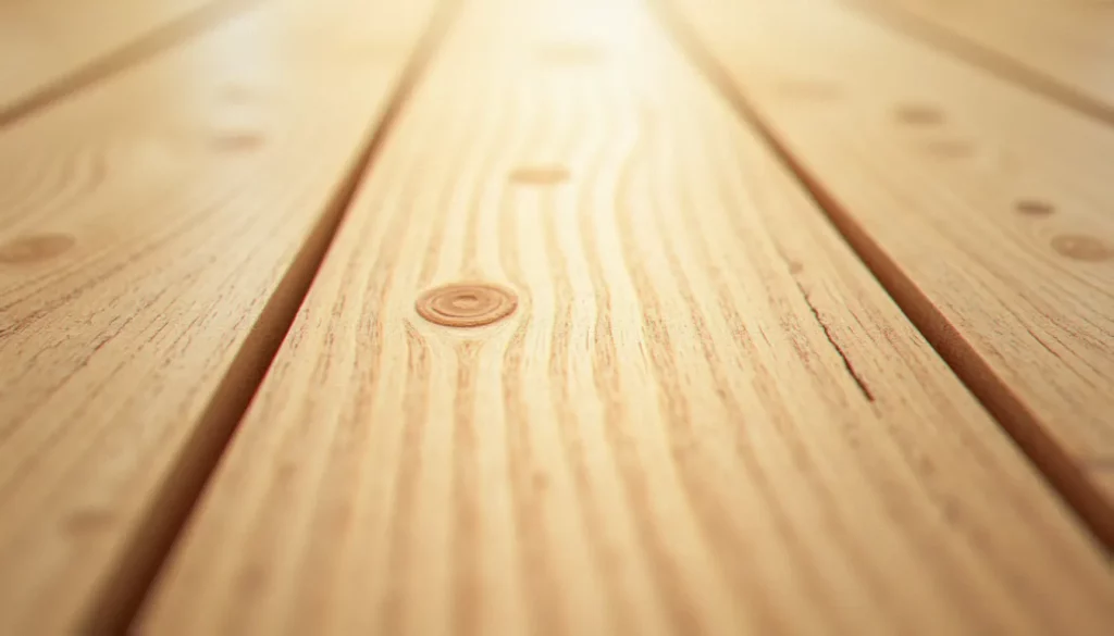 Planches de bois naturel clair chêne avec grain visible sous la lumière naturelle