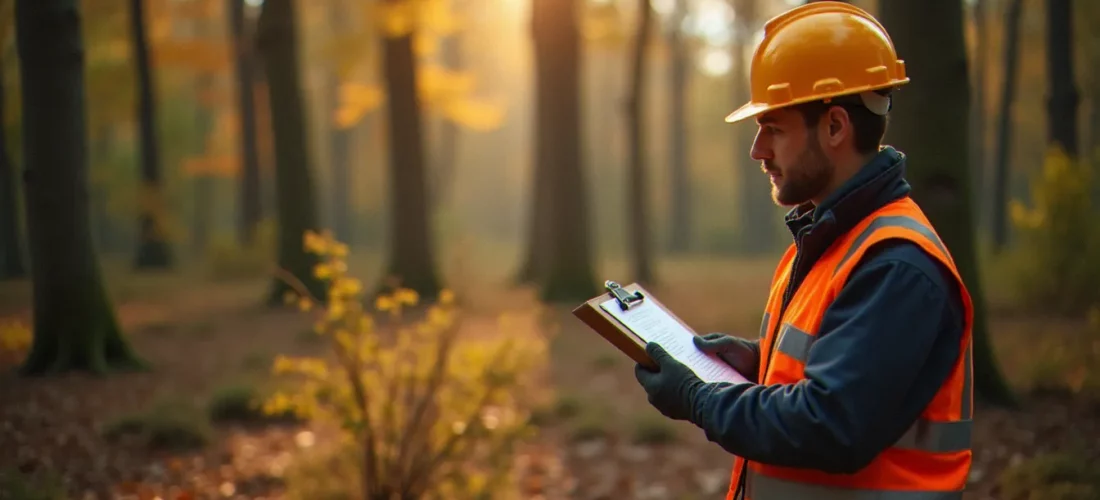 Professionnel de la filière bois consultant des documents de déclaration CVO france bois forêt obligatoire en forêt de chênes
